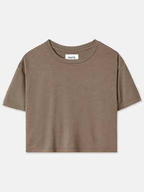 Mate the Label, Organic Cotton Relaxed Crop Tee, Taupe, Medium